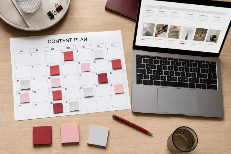 Content-Planung am Schreibtisch